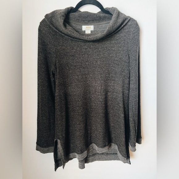 Maeve x Anthropologie Charcoal Heather Grey Risa Hacci Cowl Tunic Sweater Small - Picture 5 of 11